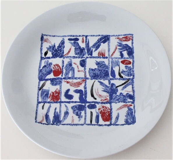 Remo Bianco SENZA TITOLO piatto in ceramica, diametro cm 24 anno 1985 firma...