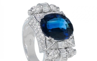 Ring in 18k white gold with a 10.24 ct. blue Pailin sapphire.