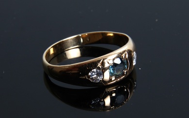 Ring of 14 kt. gold set with sapphires and diamonds