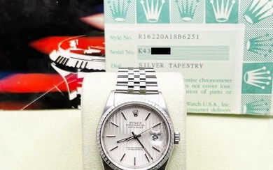 Rolex 16220 Datejust Silver Tapestry