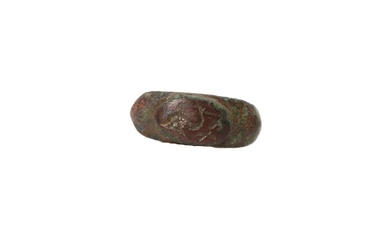 Roman Bronze Ring with Dolphin 1st 3rd c. AD