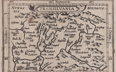 [Romania]. "Transilvania". Engr. miniature map, title-cartouche, 8,3x11,8 cm., from A....