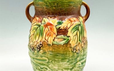 Roseville Pottery Double Handled Vase, Blackberry Green