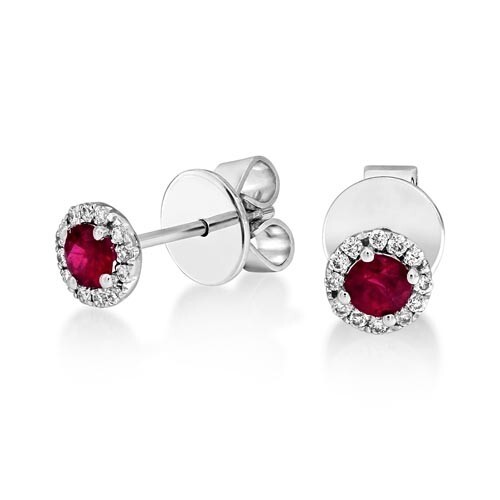 Ruby Earrings set with 0.38ct. Rubies and 0.12 ct. diamonds....