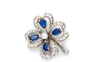 SAPPHIRE AND DIAMOND BROOCH, BY E. MEISTER.