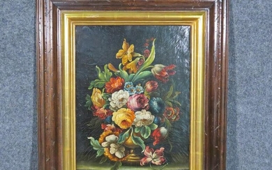 20TH C SIGNED STILL LIFE FLOWERS OIL ON CANVAS