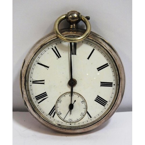 SILVER POCKET WATCH BLUE STEEL HANDS AND SUB SECOND
