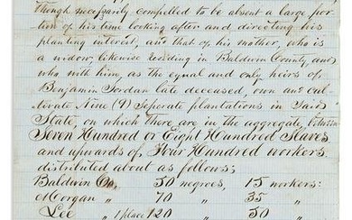 (SLAVERY & ABOLITION.) Petition of a major Georgia slaveowner for exemption from the Confederate