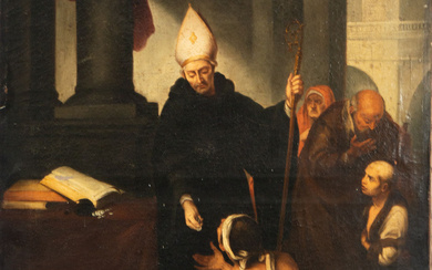 Saint Tomás of Villanueva distributing alms, follower of Bartolomé Esteban...