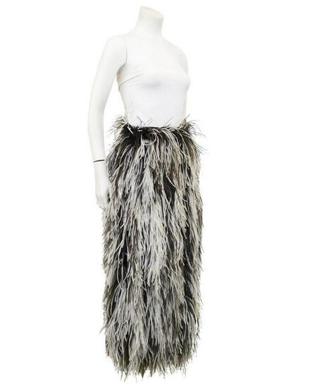 Saks Fifth Avenue Black and white ostrich feather skirt
