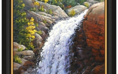 Sallie K Smith Original Oil Painting On Canvas Signed Landscape Waterfall Art