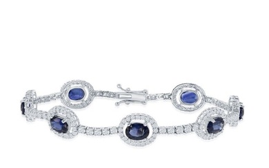Sapphire & Diamond 7 Station Bracelet (7.20 CTW Sapphires)