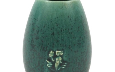 Saxbo, Danish stoneware vase with stylised motif having a gr...