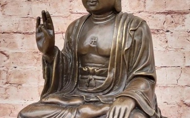 Serene Shakyamuni: Original Bronze Art - Meditating Buddha Sculpture - 12.5" x 8.5"