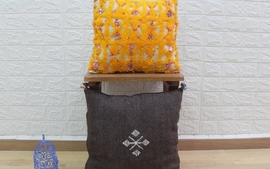 Set of 2 Vintage Moroccan Berber Pillow colourful-cushion berber Handmade-Natural Wool-Moroccan