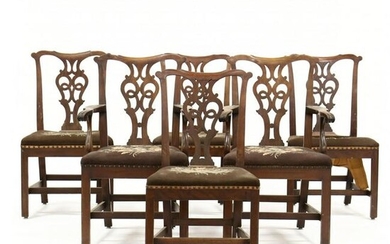 Set of Six English Chippendale Mahogany Dining Chairs