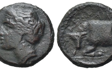 Sicily, Abakainon, c. 339-317 BC. Æ Tetras (14mm, 2.07g). Head...