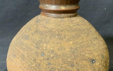 Signed Brown Unglazed Ceramic Vase