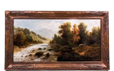 Signed Oil on Canvas River Landscape