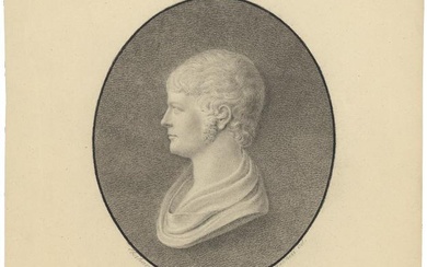 Simon Warnberger (1769 - 1847); Büste, im Profil nach links, nach dem Alabasterrelief von Franz oder Konrad Eberhard. Darstellung im Hochoval.