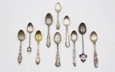 Six Sterling Silver Souvenir Demitasse Spoons