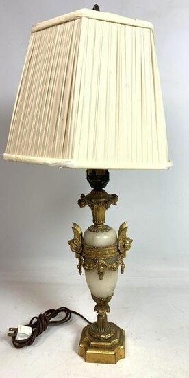 Small Gilt Bronze and Marble Boudoir Table Lamp. Cheru