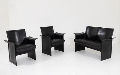 Sofa and pair of KOrium model armchairs by Tito Agnoli for Matteo Grassi Italy, 70s