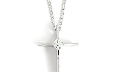 Solitaire Diamond Cross Necklace