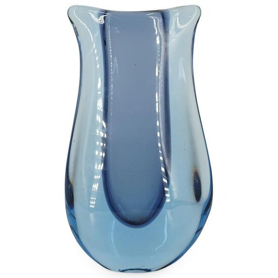 Sommerso Murano Indigo Blue Glass Vase