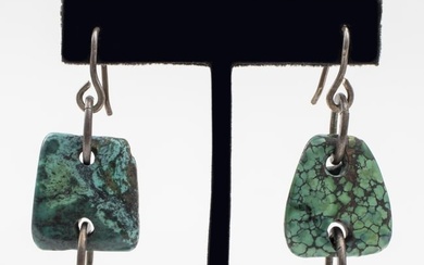 Sterling Silver & Tumbled Turquoise Link Earrings