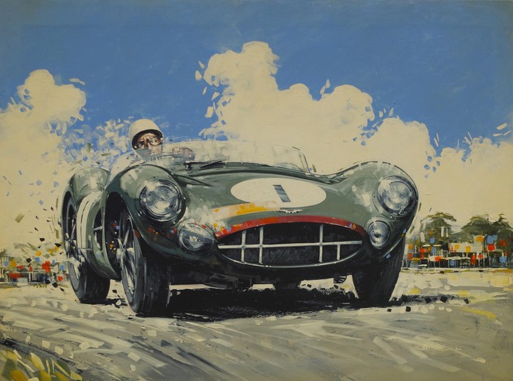 'Stirling Moss - Aston Martin DBR1', an artwork on canvas