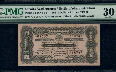 Straits Settlements, $1, 1.9.1906, first prefix A/1 68707, (Pick 1a)