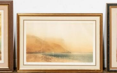 THREE KAIKO MOTI LANDSCAPE COLOR ETCHINGS, FRAMED