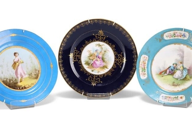 TWO 19TH CENTURY FRENCH SÃˆVRES STYLE PORCELAIN PLATES