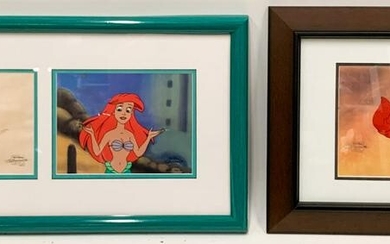 TWO, DISNEY "THE LITTLE MERMAID" PRODUCTION CELS