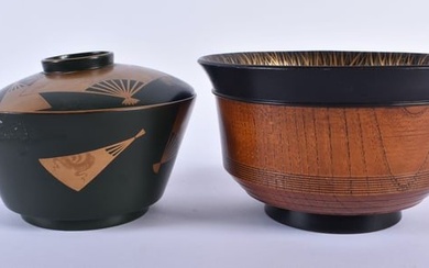 TWO FINE LATE 19TH/20TH CENTURY JAPANESE MEIJI PERIOD LACQUERED BOWLS. Largest 14 cm diameter. (2)
