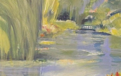 The Garden at Giverny Huge French Contemporary Oil Painting Signed & Dated 2005 2005