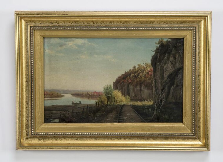 Thomas Hill, signed O/c landscape, 19th c.