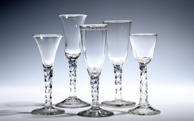 Three ale and two wine glasses c.1770