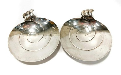Tiffany & Co. Makers Sterling Silver Swirled Shell Bon Bon Dishes #13113M