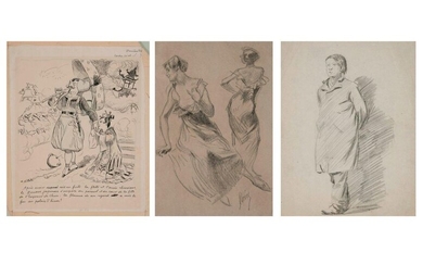 Trois dessins du XIXème siècle : - Jules...