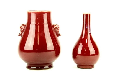 Two Chinese Oxblood-red Glaze Vases