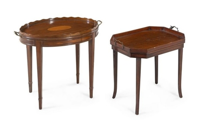 Two English Inlaid Mahogany Tray Tables