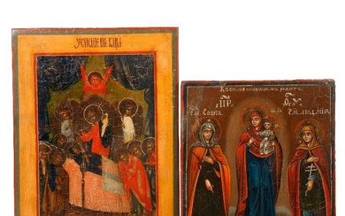 Two Icons, the Dormition and Virgin and Child.