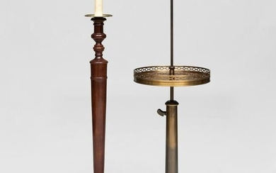 Two Small Brass-Mounted Mahogany Floor Lamps