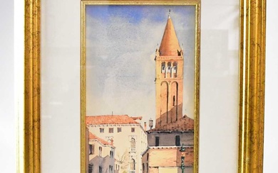 UNATTRIBUTED; 20th century Continental watercolour, 'Campanile of San Barnaba, Venice',...