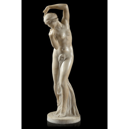 Unknown artist from Carrara, early 20th century "Dancer" alabaster sculpture (h. cm 73)