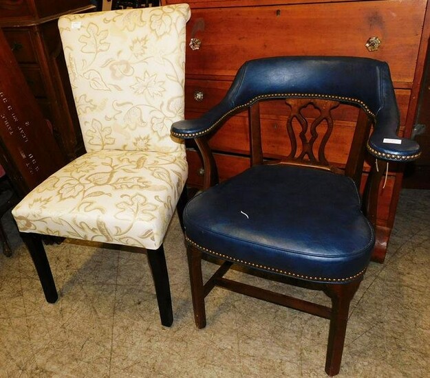 Upholstered Chair & Vinyl Upholstered Arm Chair