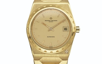 VACHERON CONSTANTIN. A RARE 18K GOLD AUTOMATIC WRISTWATCH WITH DATE, BRACELET, CERTIFICATE AND BOX