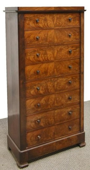 VICTORIAN MAHOGANY SIDE LOCK CHEST OF DRAWERS
